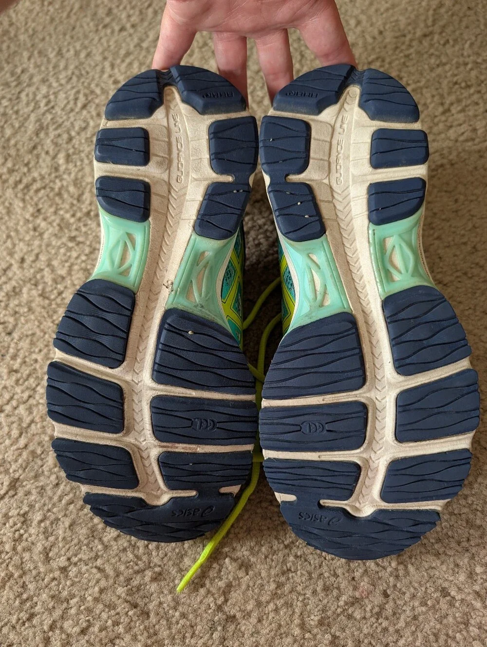 ASICS Women's Aqua and Neon Yellow Running Sneakers